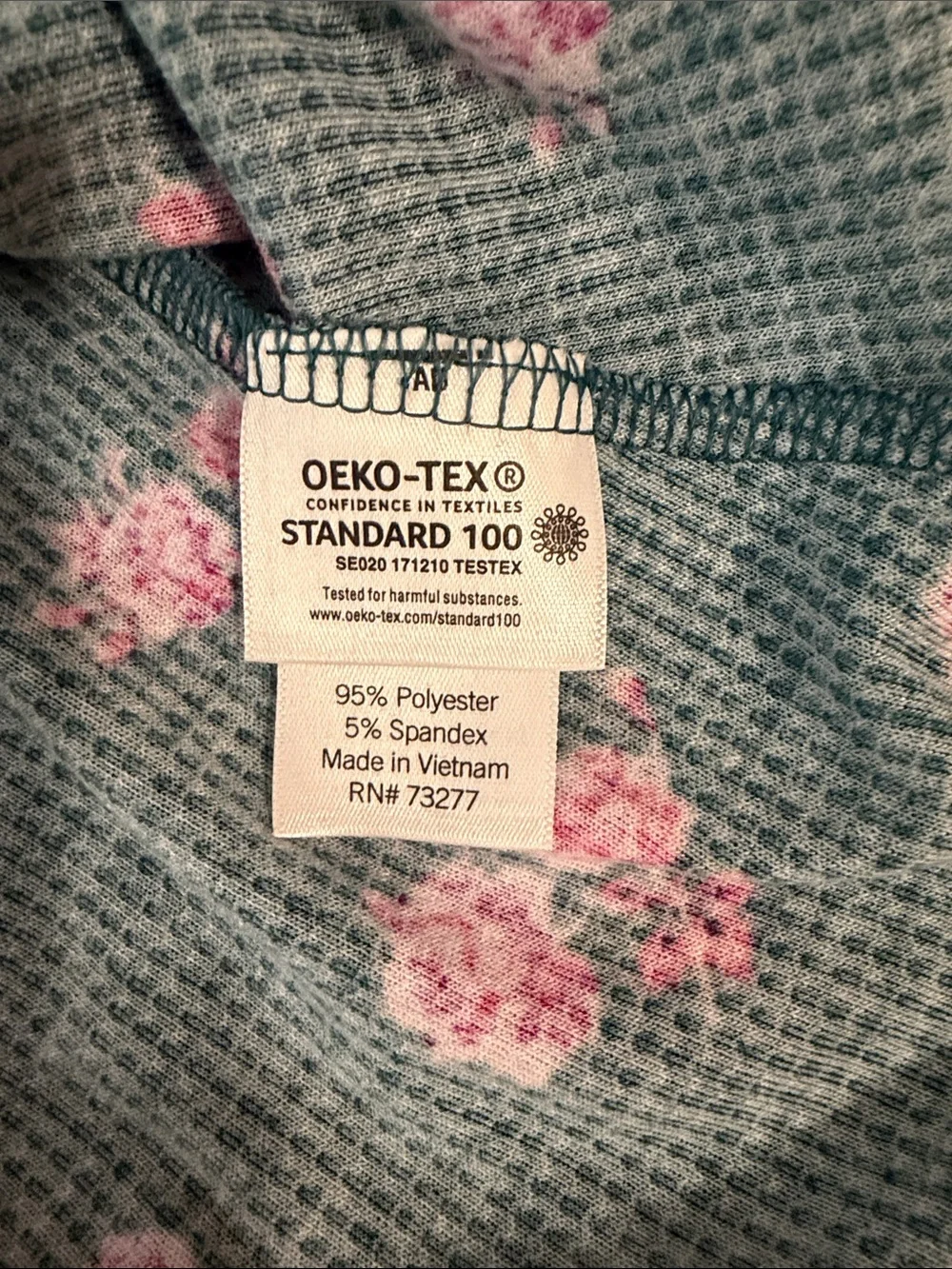 Sonoma Teal Floral Thermal Pajama Set with Pink Rose Print